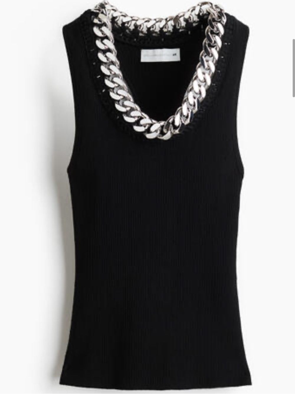 NWT Stella McCartney x H&M Black Ribbed Tank Top with Silver Chain Taylor Swift